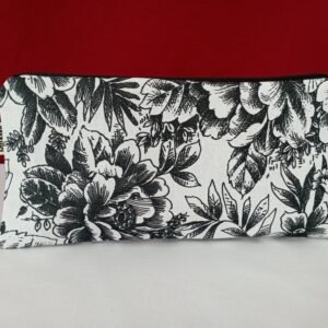 black and white flowers zipper pouch